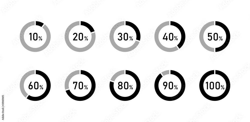 円グラフ 割合のアイコンのセット 数字 データ 分析 率 百分率 Stock Vector Adobe Stock