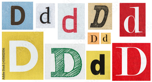 Fotografía Paper cut letter D Old newspaper cutouts scrapbook crafting
