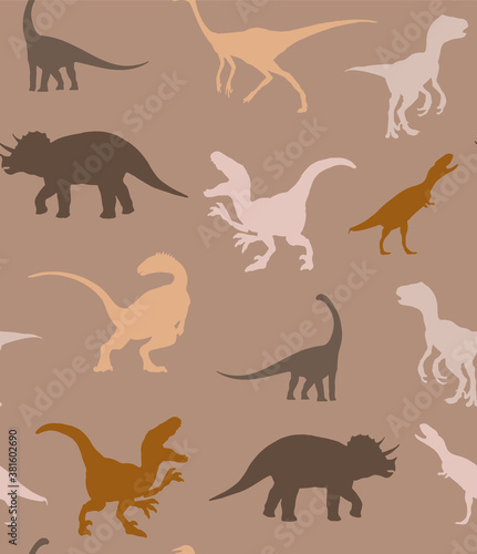 Abstract Hand Drawing Dinosaurs Repeating Vector Pattern Isolated Background © Didem