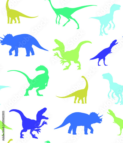 Abstract Hand Drawing Dinosaurs Repeating Vector Pattern Isolated Background