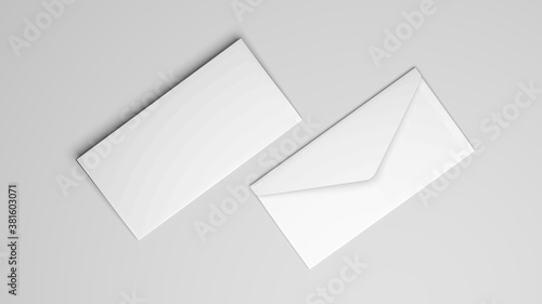 Blank white stationery on white background.