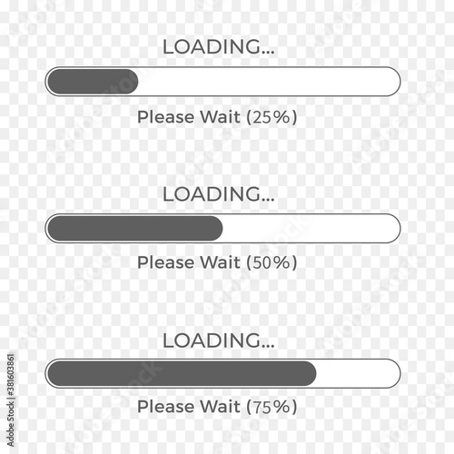 Progress loading bar set. Vector illustration