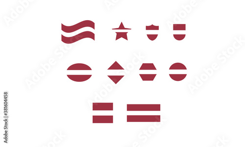 Latvia flag set shape symbol vector illustration