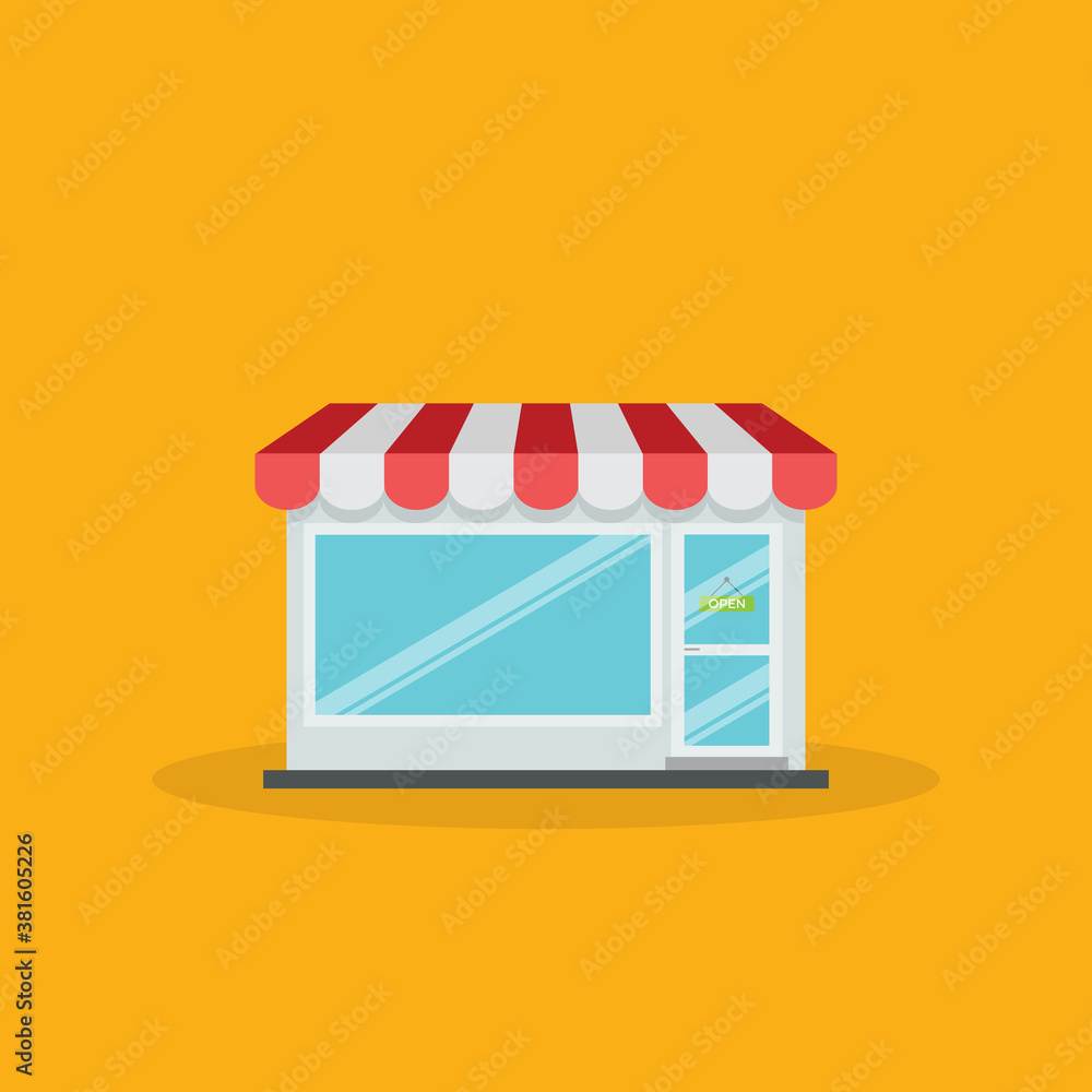 Small business. E-commerce . Storefront Flat Design Icon. Small business. E-commerce . Storefront Flat Design Icon.