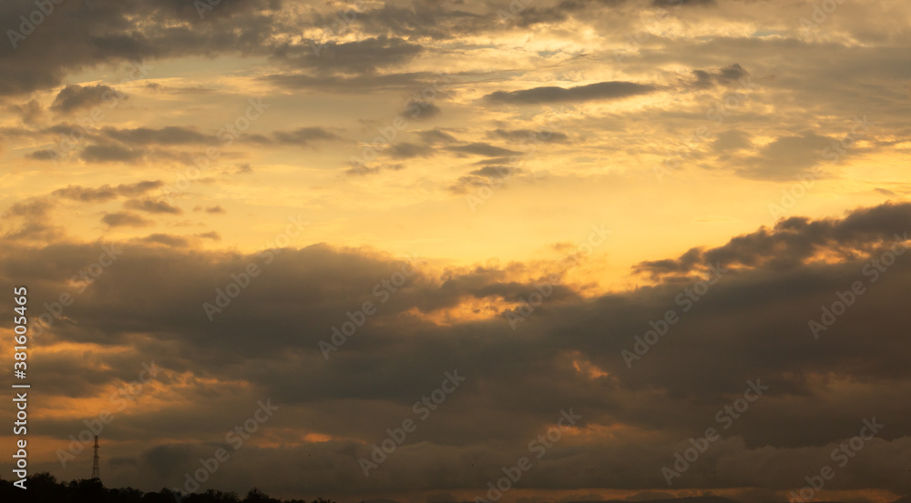 colorful dramatic sky with cloud at sunset