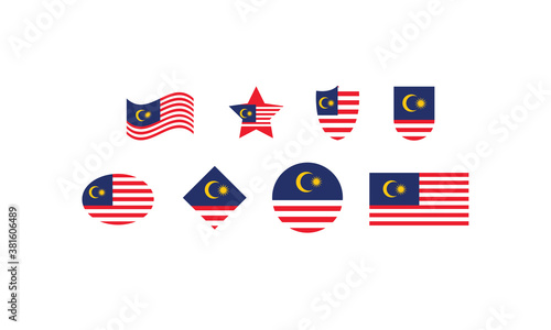 Malaysia flag set shape symbol vector illustration