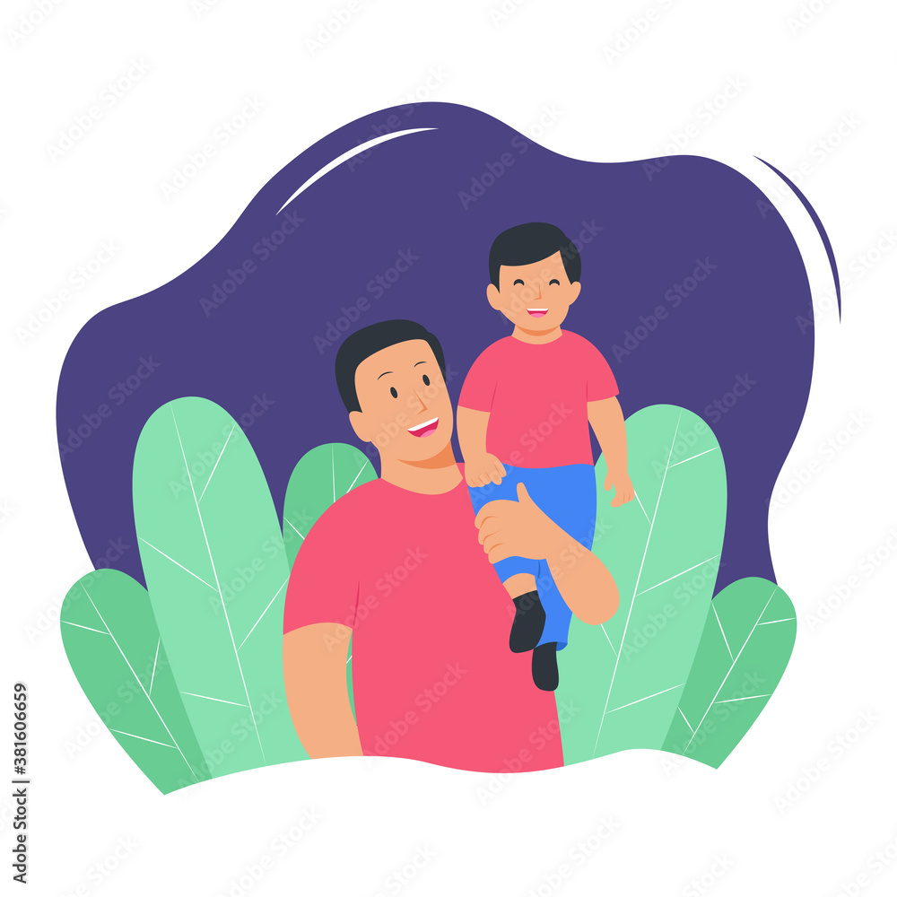 Obraz premium happy dad and son flat illustration concept design for father day event