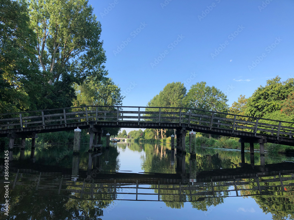 Wooden bridge over a canal in Sneek