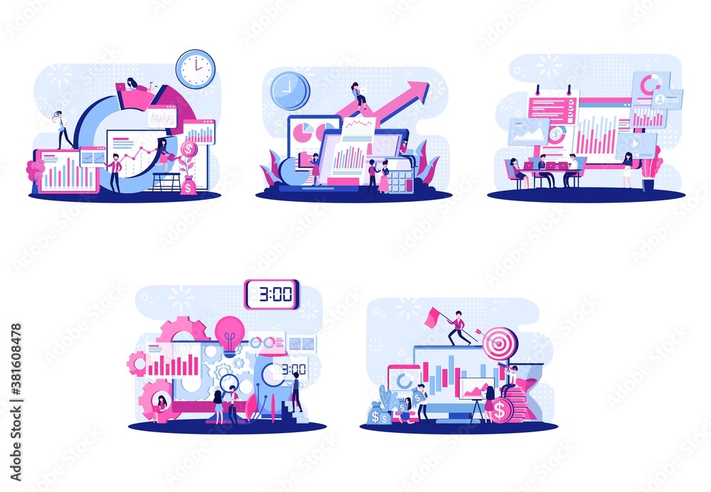tiny people illustration in the theme of a business discussion. Vector illustration