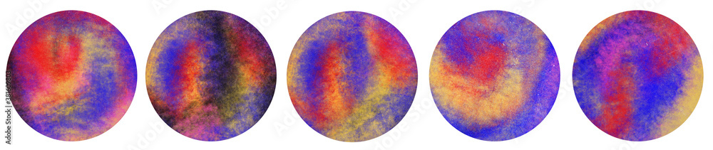 Obraz premium digital illustration - round templates for the covers of actual actual highlights in social networks.Spheres with a cosmic neon background texture.Template for text and design, sequencу for animation