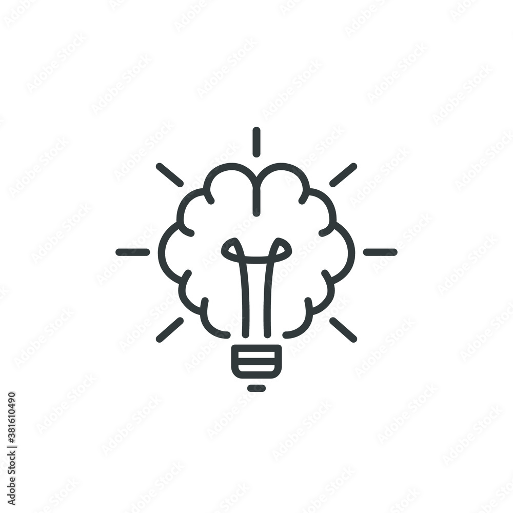 Brain light bulb icon. human psychology linear sign isolated on white background - vector illustration eps10 Brain light bulb icon. human psychology linear sign isolated on white background - vector illustration eps10