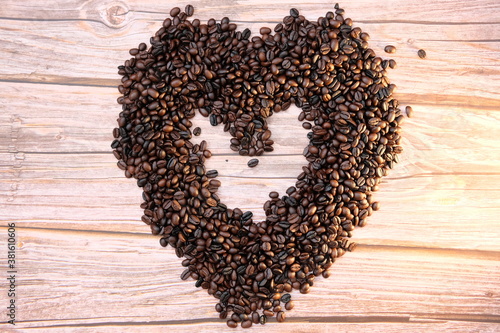 Close up coffee beans background and texture 