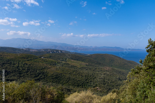 landscape with mountains and sea in Corsica