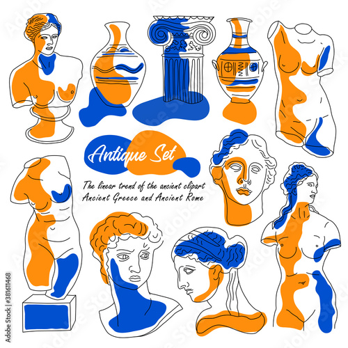 Foto Ancient Greece and Rome set tradition and culture vector set collection