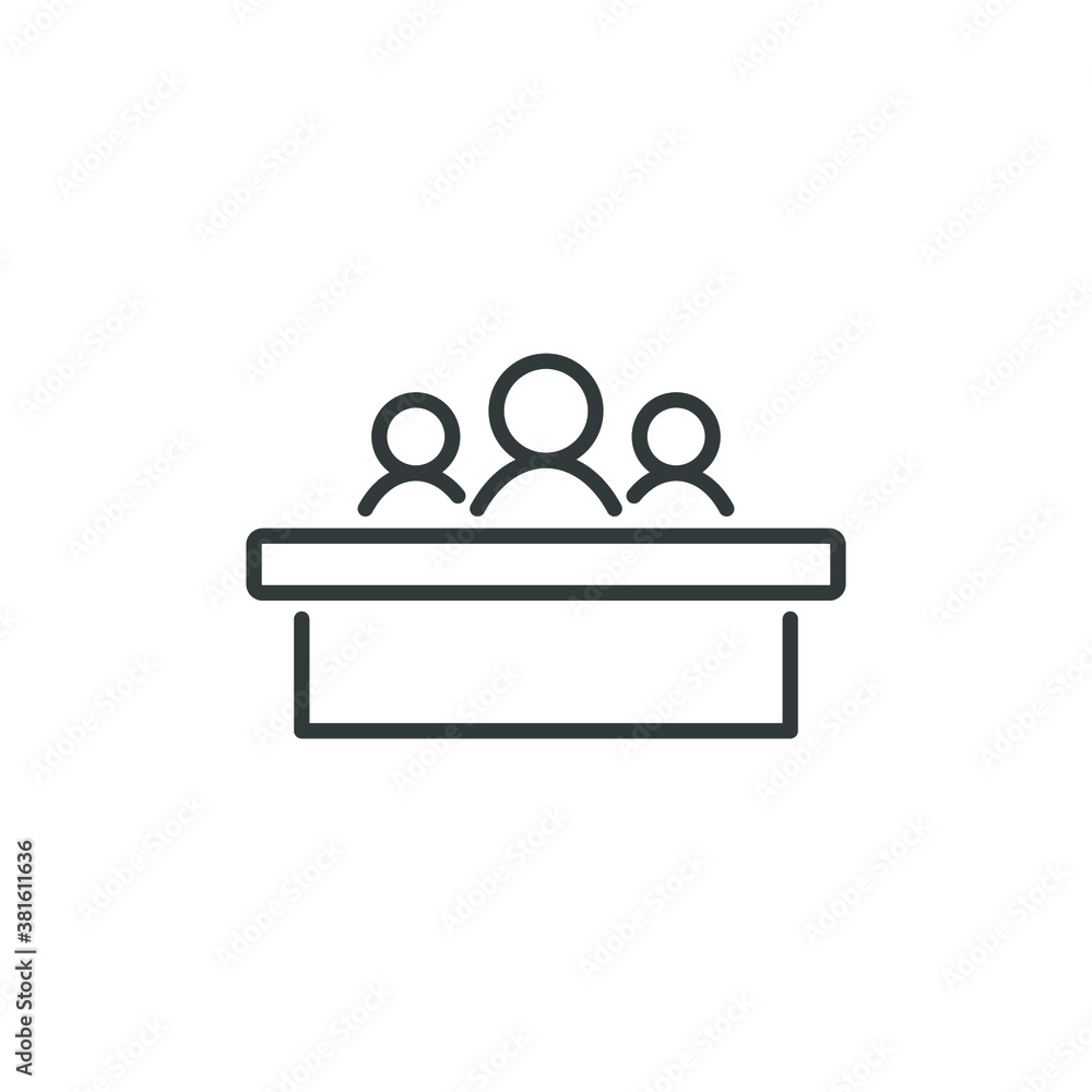 jury group committee icon, jurors linear sign on white background - editable vector illustration eps10 jury group committee icon, jurors linear sign on white background - editable vector illustration eps10