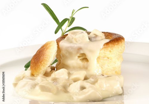 Canvas Print Puff Pastry with Ragout Fin - Isolated on white Background