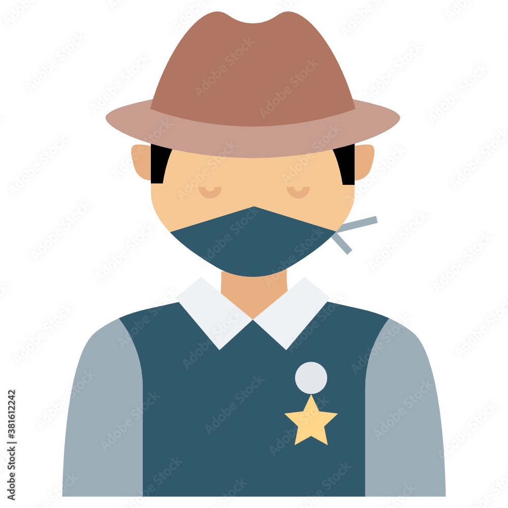 The Bandit wearing coronavirus prevention face Mask Concept, Cowboy Logo Design Icon on White background, New normal Avatar on white background 