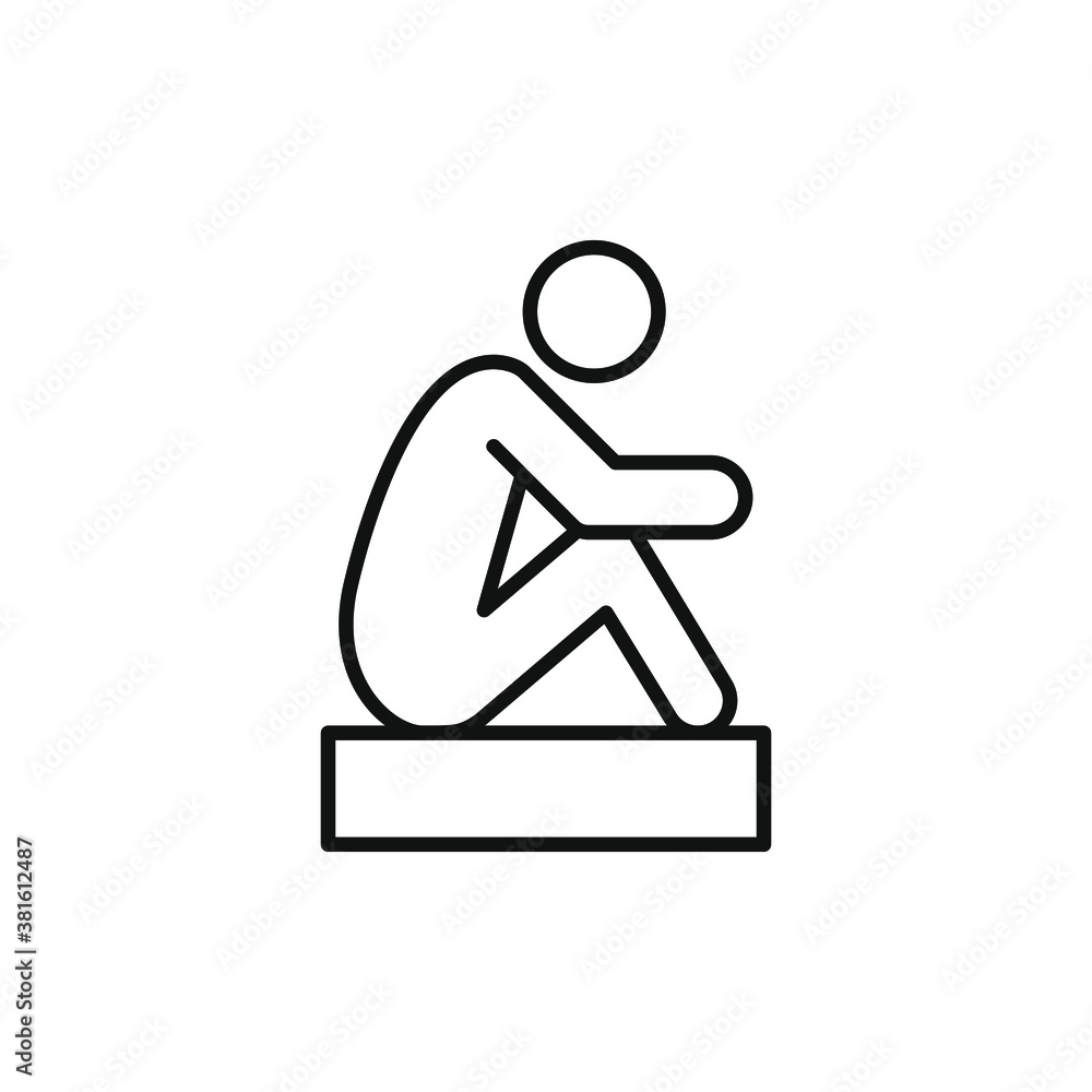 Sad man sitting. Depression icon concept isolated on white background. Vector illustration Sad man sitting. Depression icon concept isolated on white background. Vector illustration