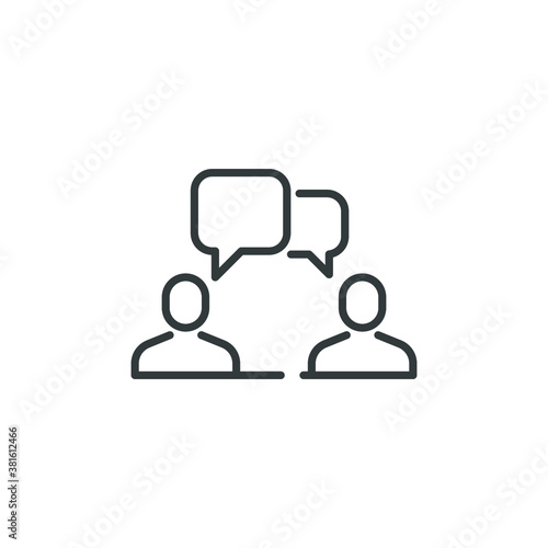 speaking people icon. talking, bubble, speak, business group, thin line web symbol on white background - vector illustration eps10