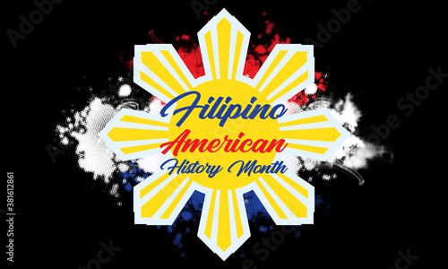 Filipino American History Month (FAHM) is celebrated in the United States during the month of October. Holiday concept.Poster, card, banner, template. V photo