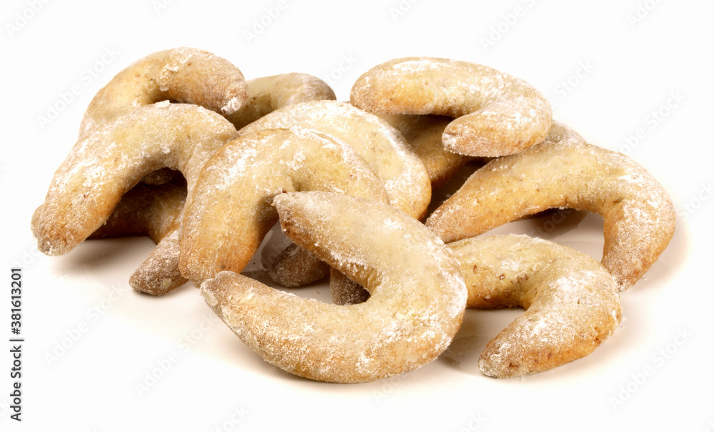 Vanilla Cookies with Sugar icing on white Background - Isolated