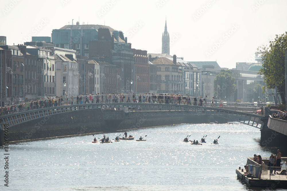 The Ha'penny bridge in Dublin City, Ireland