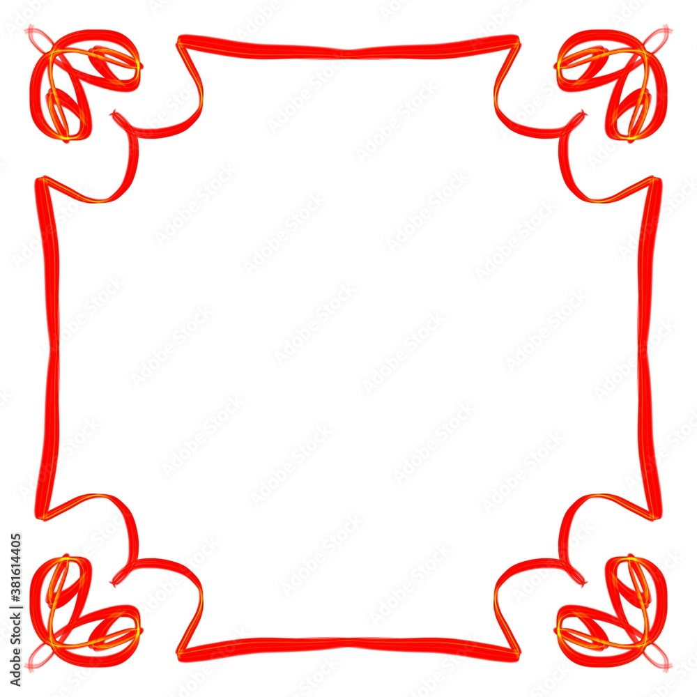 Red frame on a white background. Border design illustration. White ...