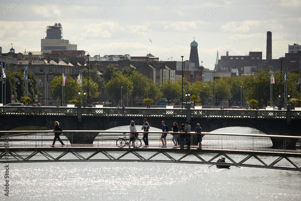 A view along the quays in Dublin City, Ireland