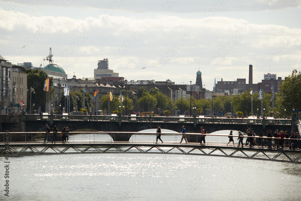 A view along the quays in Dublin City, Ireland