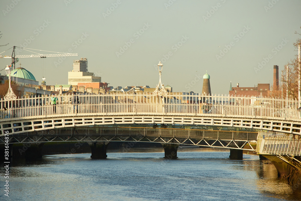 The Ha'penny bridge in Dublin City, Ireland