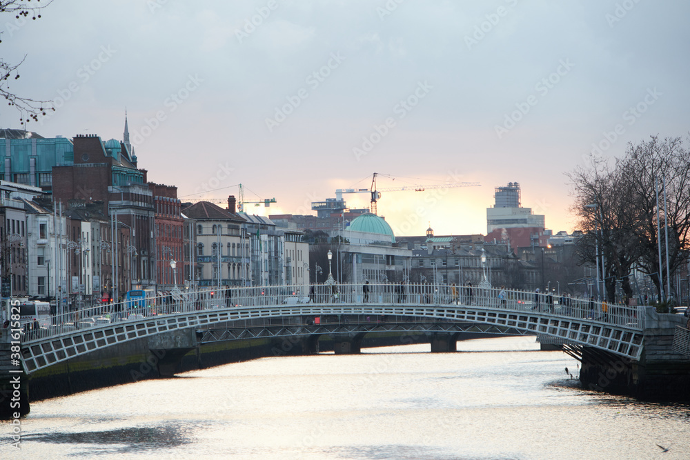 The Ha'penny bridge in Dublin City, Ireland