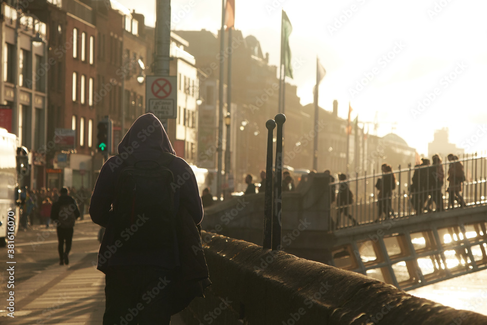 The Ha'penny bridge in Dublin City, Ireland