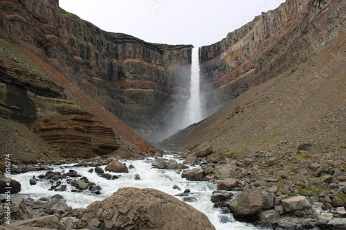 Hengifoss Waterfall in Eastern Iceland close the city of Egilstadir