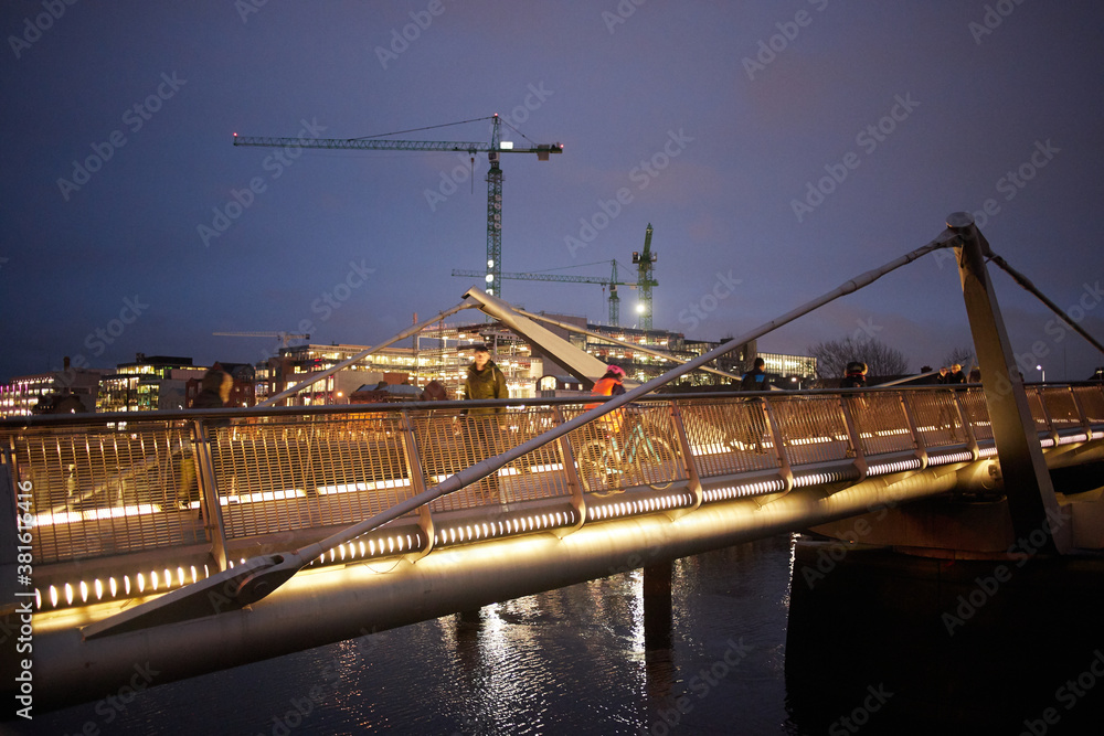 A view along the quays in Dublin City, Ireland