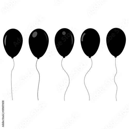 Five set of balloon silhouette vector