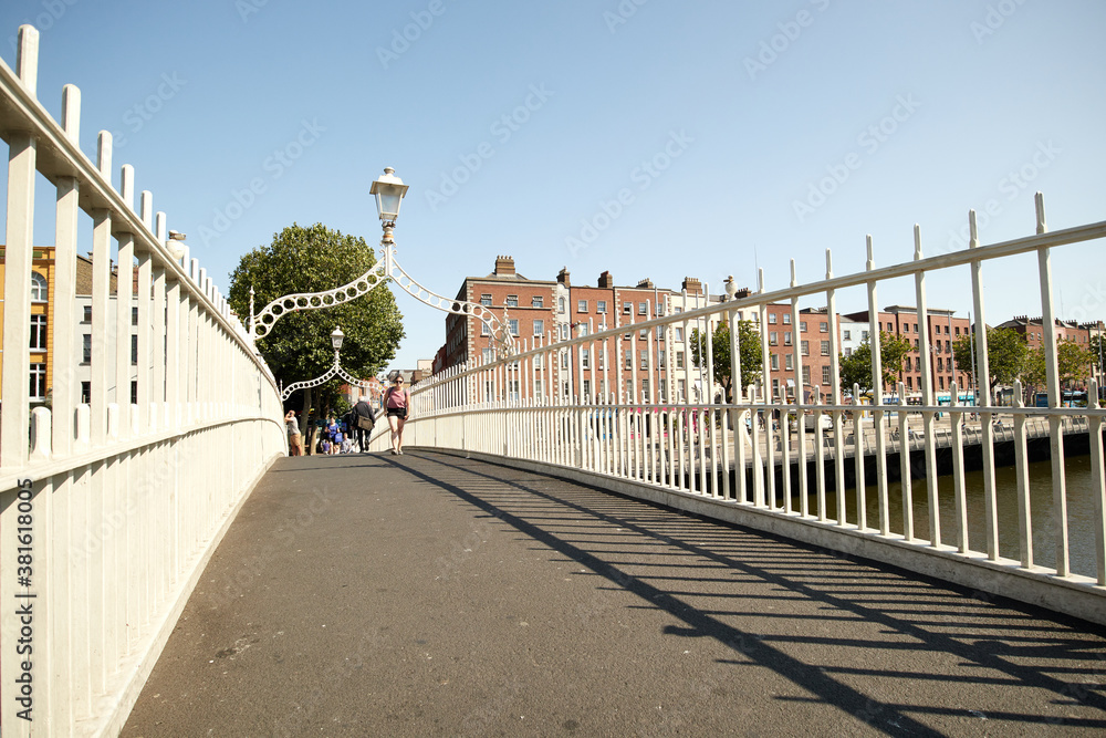 The Ha'penny bridge in Dublin City, Ireland