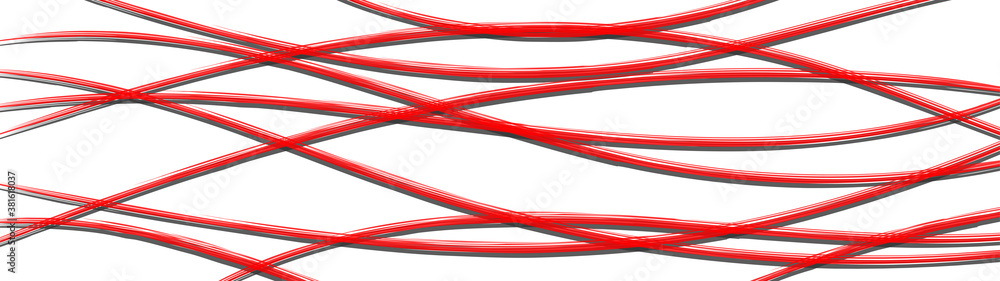 Abstract background of wavy intertwining lines with shadows, red on white Abstract background of wavy intertwining lines with shadows, red on white