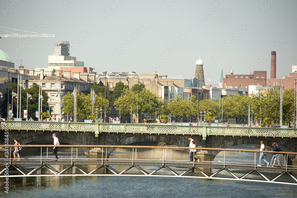 A view along the quays in Dublin City, Ireland
