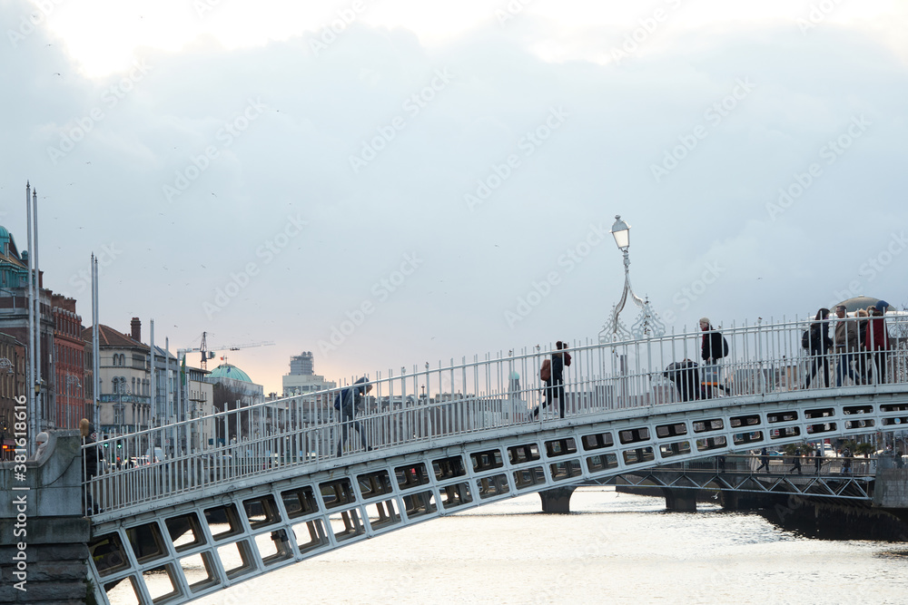 The Ha'penny bridge in Dublin City, Ireland