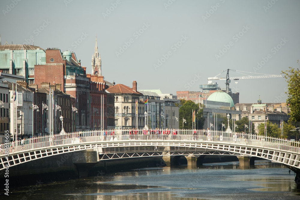 The Ha'penny bridge in Dublin City, Ireland