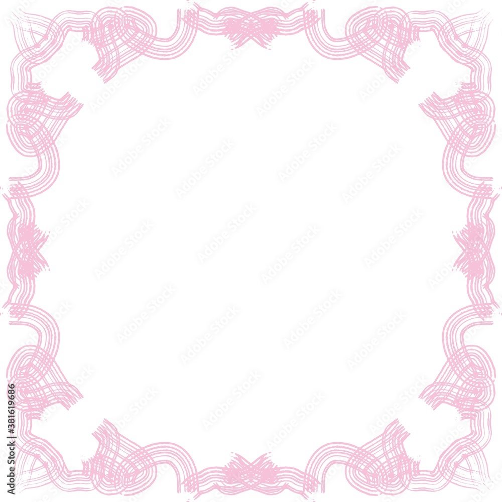 Purple frame on a white background. Border design illustration. White square frame with purple border. Decorative Design for weddings and Christmas.