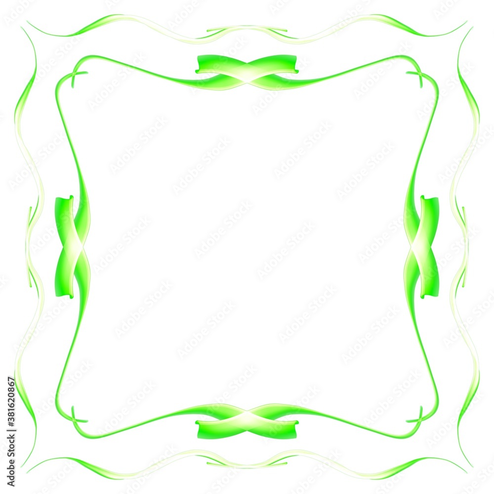 Green frame on a white background. Border design illustration. White square frame with green border. Decorative Design. Green frame on a white background. Border design illustration. White square frame with green border. Decorative Design.