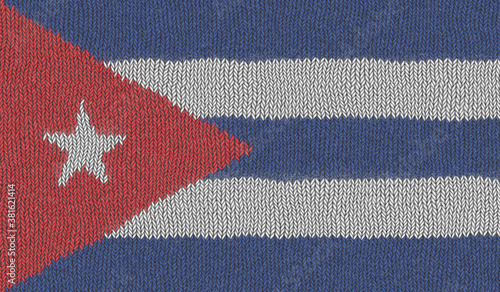 Detailed Illustration of a Knitted Flag of Cuba