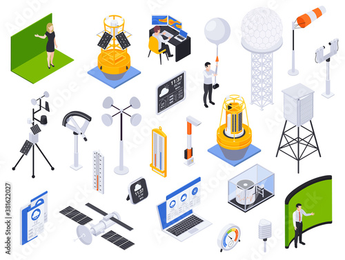 Isometric Meteorology Equipment Set