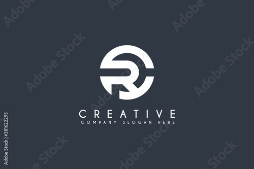 Initial CR logo design. vector letter logo illustration isolated on blue background
