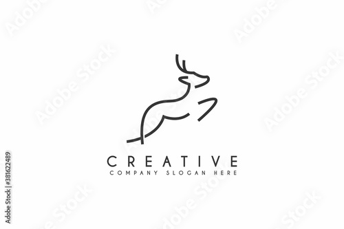 Jumping Deer logo design vector illustration isolated on white background