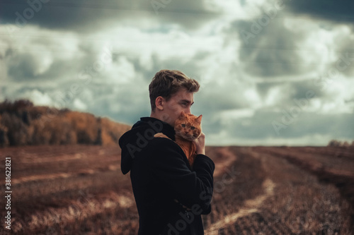 cat and man
