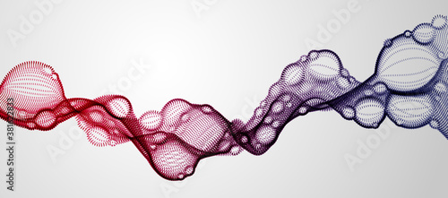 Microscopic biological mutation virus, abstract vector particles shape, nano medical technology, microbiology science fiction theme illustration.