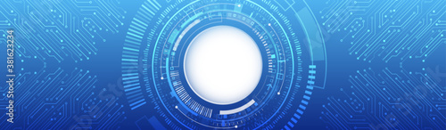 Abstract futuristic sci fi template. Wide Digital technology concept on the blue background. Circuit board vector illustration.
