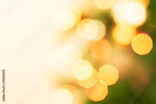 Yellow defocused lights. Christmas bokeh background